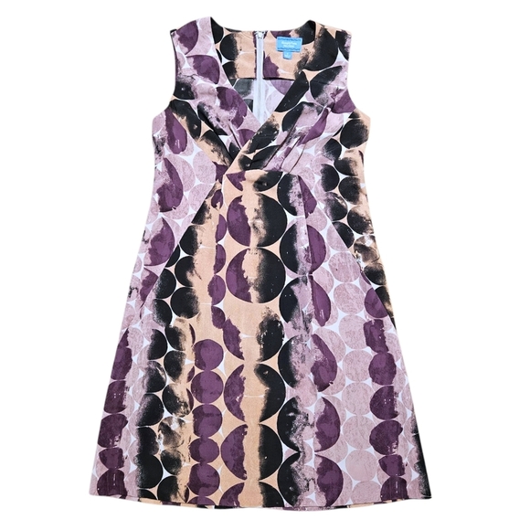 Simply Vera Vera Wang Sz 4 Abstract Print Sleeveless Dress Full Zip Back Office - Picture 7 of 16
